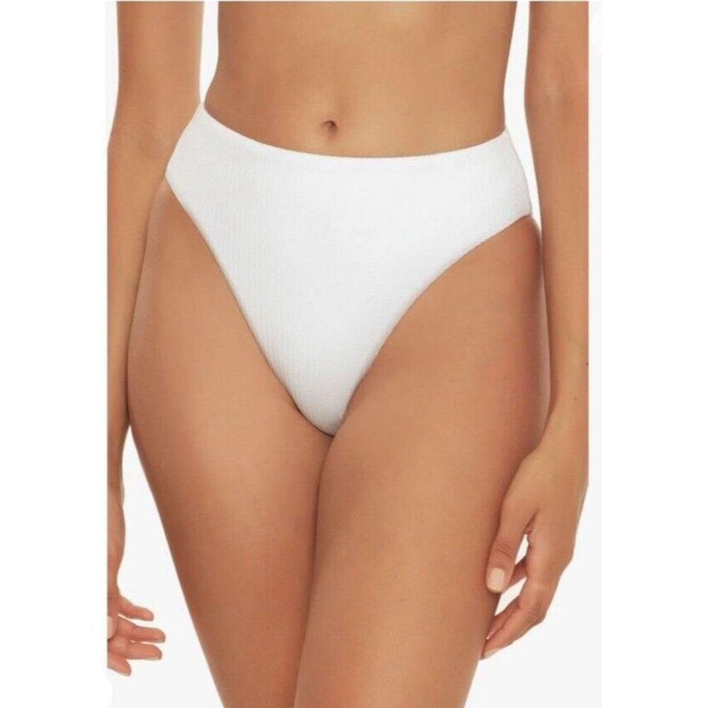 Becca by Rebecca Virtue Pucker Up Danielle High-Waist Bottom Ribbed White Size M